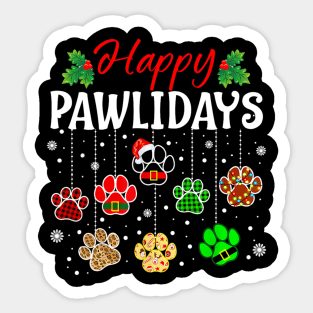 Happy Pawlidays Christmas Dog Paw Xmas Dogs Lover Sticker